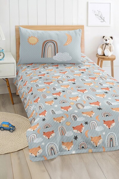 Realhomes مجموعة بيكيه مفردة لغرفة الأطفال والرضع باللون الأزرق الباستيل مع ن...