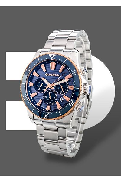 Quantum Original Functions Active 10 Atm Waterproof Steel Band Men's Wristwatch