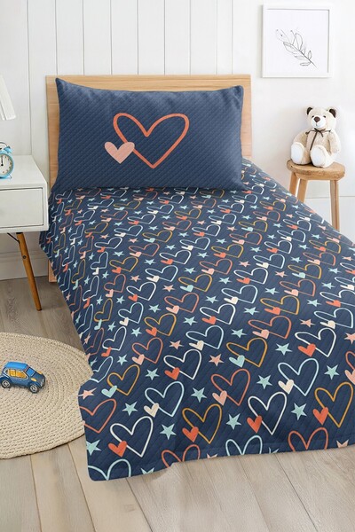 Realhomes مجموعة بيكيه مفردة لغرفة الأطفال والمراهقين الحديثة باللون الأزرق م...