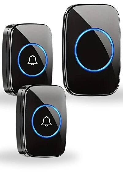 VESTRAGO Kablosuz Kapı Zili 2 Buton 1 Alıcı Logosuz Tasarım Led Işıklı Tak Ça...