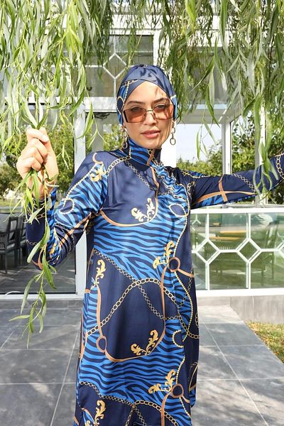 Starinci Mayo Costum de baie complet acoperit din Lycra Antracit cu model de lanț