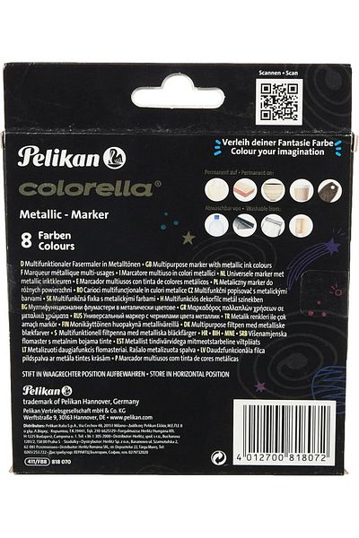 Pelikan Colorella 8'li Jumbo Metalik Keçeli Boya Kalemi / 411-fb8
