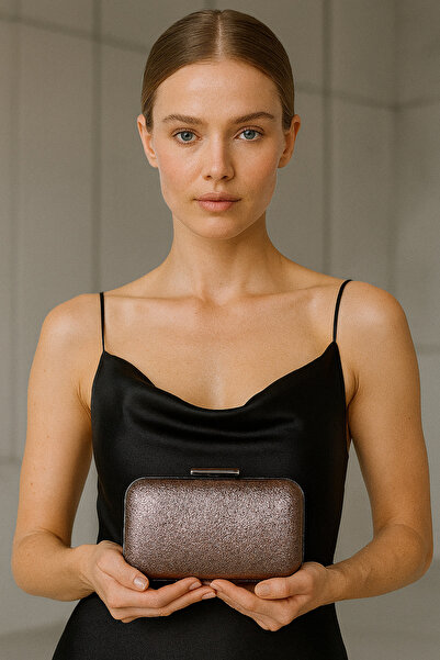 Biçanta Gri antracit, culoare platină, cu model de cristal, geantă de seară, ...