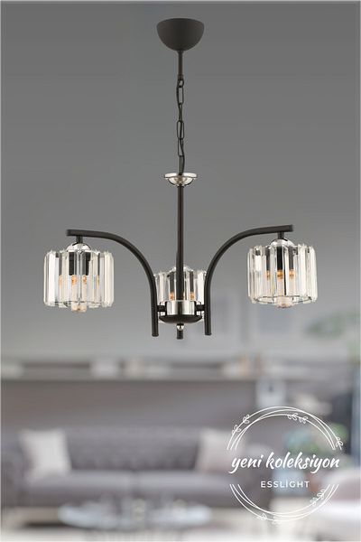 ESSLİGHT Milan 3-Piece Chandelier (Crystal Stone) Living Room Bedroom Kitchen Young Room Office