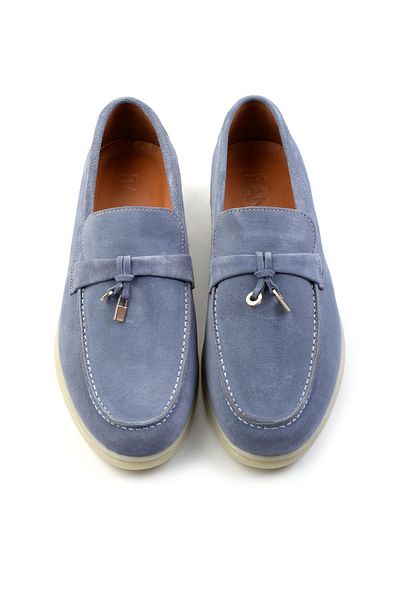 Bambi Espadrile pentru bărbați din piele albastră denim E01079972602