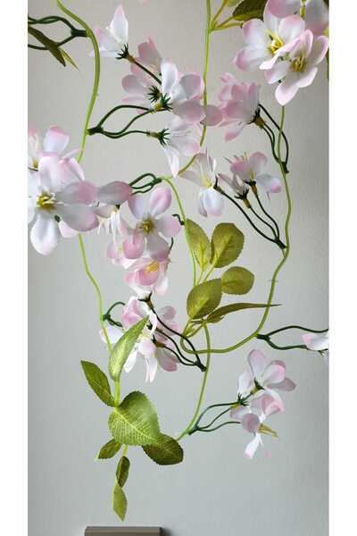 Ekozi Home Saksıda Yapay Çiçekli Sarkan Bitki Doğal Görünümlü 5 Dal 100 Cm