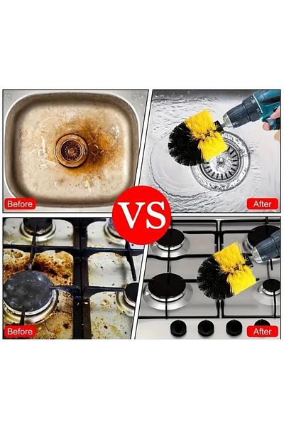 L'Opaline 3-Piece Drill Bit - Bathroom, Bathtub, Shower Cabin, Car Wheel and Sofa Cleaning Brush Set