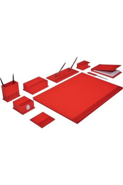 Gıpta 7605 Denım 10 Parça Sümen Takımı - Kırmızı