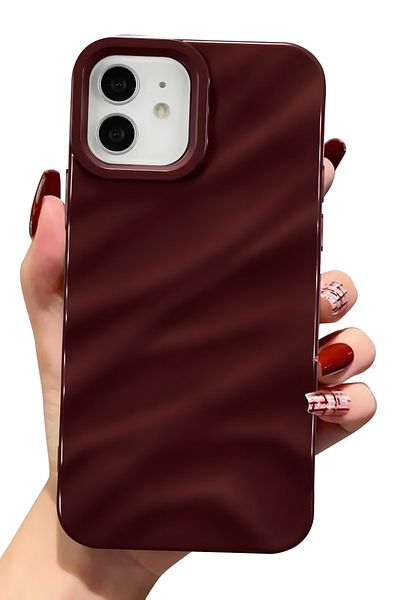 Fibaks حافظة لهاتف Apple iPhone 12 - 12 Pro، غطاء ممتص للصدمات منقوش بنمط مموج لامع