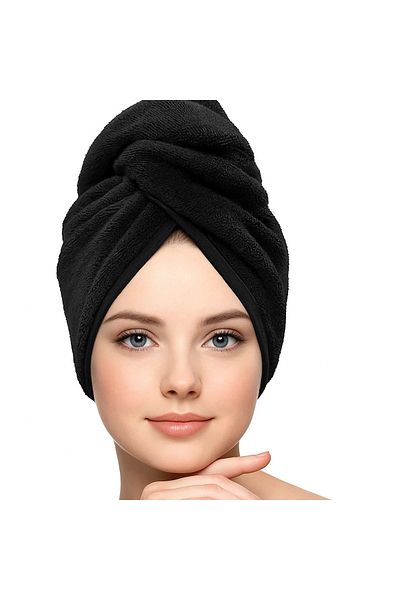 embays collection Button Elastic Hair Towel, Hair Cap, Makeup Cap, Facial Care Towel, Hair Drying after Bath
