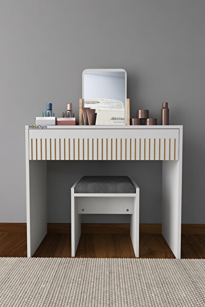 ModaDiyos Lunessa Modern Çekmeceli Makyaj Masası Beyaz & Tuvalet Masası (MDF)