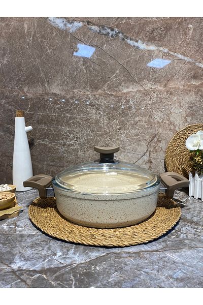 Elvira Granite 24 cm Oblate Pot Bakelite Handle-Cream