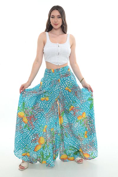 NAVAJO 100% Cotton Beaded Patterned Palazzo Pants – Wide Leg, Summer Unlined