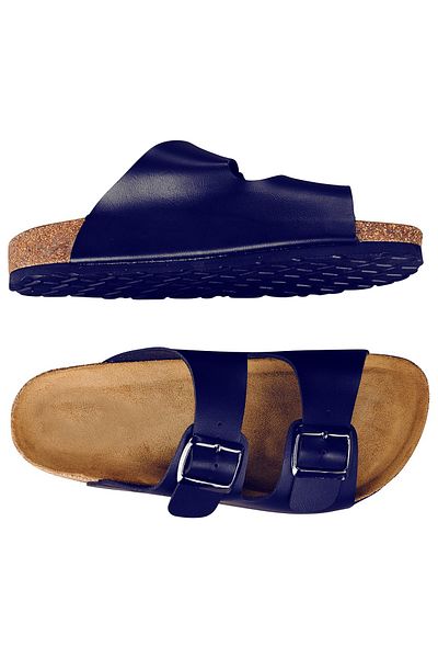 GEZER Men's Slippers Summer Double Buckle Navy Blue 14635