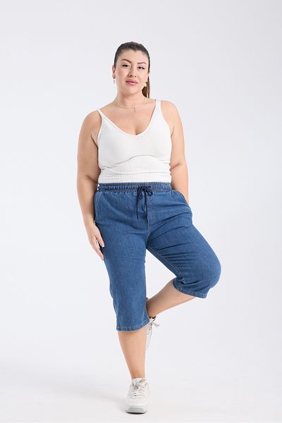 Gül Moda Large Size Jeans Capri Navy Blue G121-1