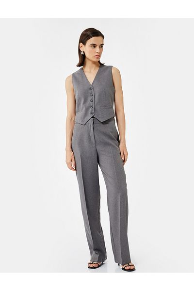 Koton V-Neck Buttoned Blazer Vest
