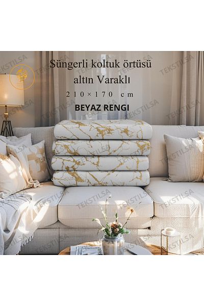 Tekstilsa Husă pentru canapea extensibilă New Fashion Gold Leaf Decorativ Lurex alb Husă pentru scaun cu burete 1buc