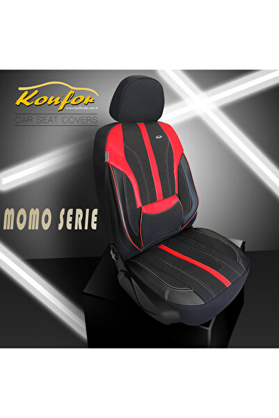 KONFORUM طقم غطاء مقعد السيارة كومفورت مومو سيري من الأمام والخلف لون أحمر وأسود