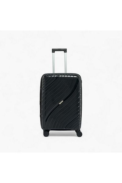 Oaklan by Shoexpress Textured Hardcase Trolley Bag with Retractable Handle - 24 Inches Check-in Bag