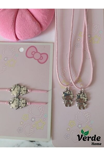 VerdeHome Hello Kitty Kolye ve Bileklik Seti – Sevimli Figürlü Takı Seti | Kı...