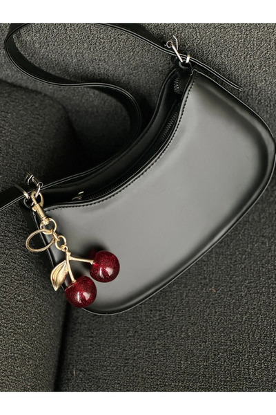 Vitastyle Red Color Cherry Figured Silver Detail Keyring/Bag Charm/Phone Accessory