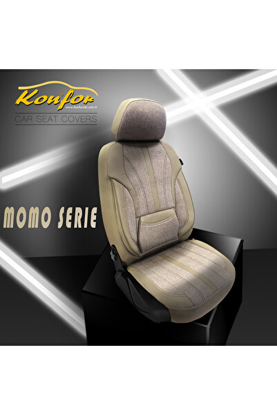 KONFORUM طقم غطاء مقعد السيارة كومفورت مومو سيري من الأمام والخلف لون بيج