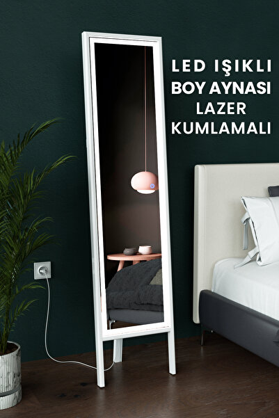 Hediyeler Kapında Led Işıklı Boy Aynası Lazer Kumlamalı145x35 Cm