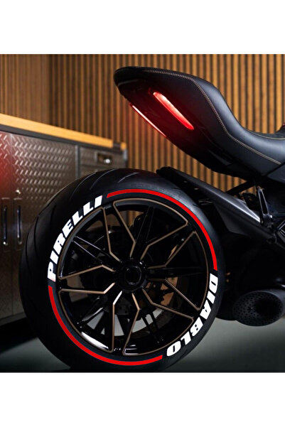Performance Stickers Motorsiklet Diablo Lastik Yazısı Stickeri +Şerit 15-19 I...
