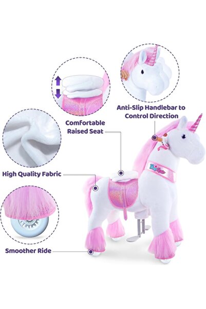 PonyCycle Official Licensed Kids Riding Horse Toy With Brake Best Gift For Kids-pink