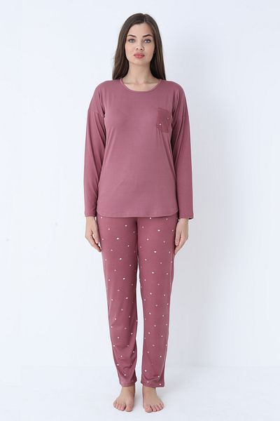 TURAY Weekend Lights Bamboo Uzunkol Women's Powder Pajamas Set