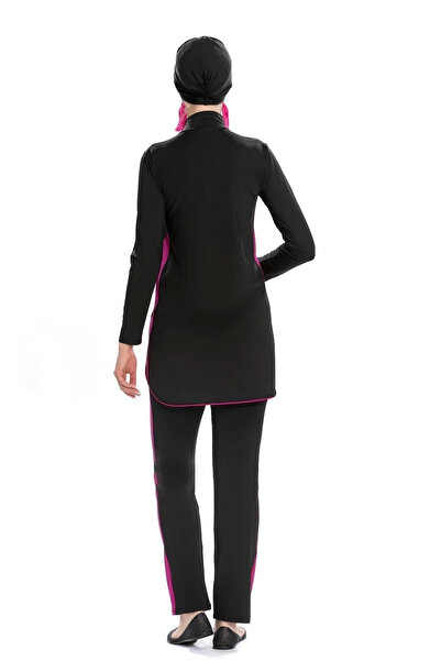 Starinci Mayo Lycra Full Covered Μαγιό Μαύρο Sporty Design Pink Garni