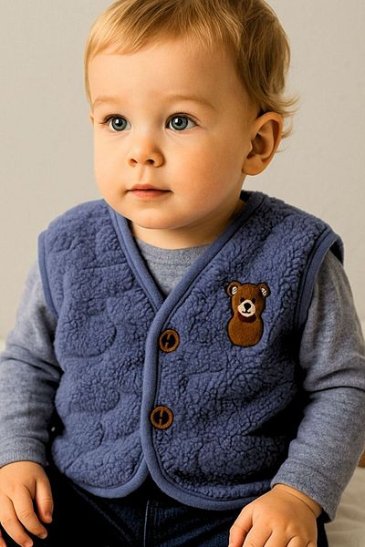 MAXI DRY Plush Welsoft Unisex Children's Vest, Square Pattern, 6-12-18-24 Months