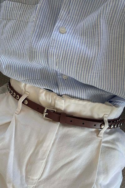 keisy Elena Silver Buckle Tan Belt