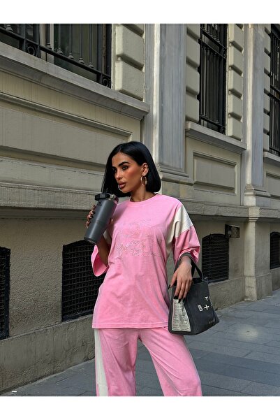Bliss Γυναικείο Σετ Φόρμας Παρισιού με κοντό μανίκι Casual Fit Bottom Top Pink