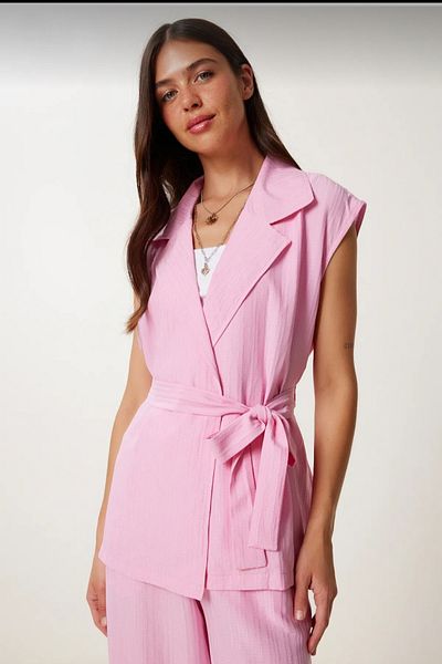 Safgiyim44 Vest Linen Suit Pink