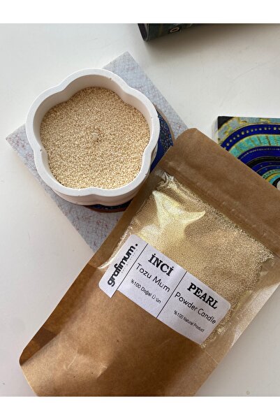 grafimum Sarı Sesefli Inci Tozu Mum Sonsuzluk Tozu Mum Doğal Mum Kokusuz Mum 20 Adet Fitil Ile 100gr