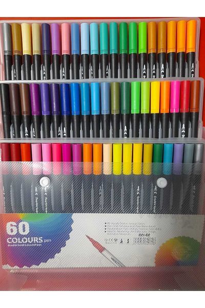 gebzeli Double-Sided Brush Tip Marker Pen Set 60Pcs Set