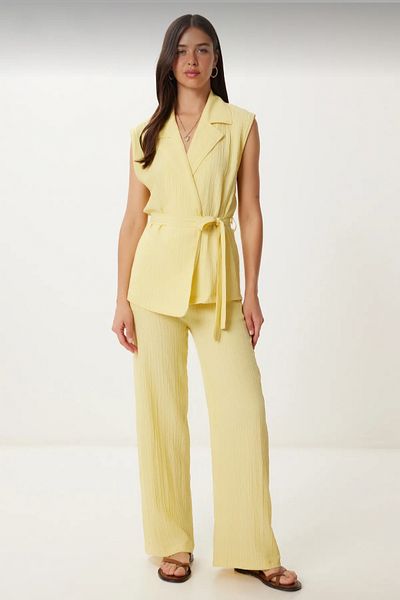 Safgiyim44 Vest Linen Suit Yellow