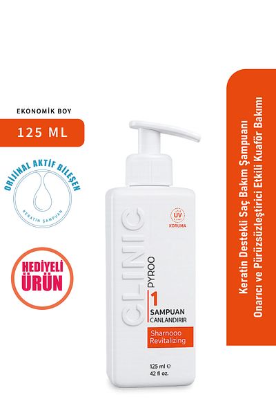CLINIC PYROO Keratin Supported Hair Care Shampoo – Hair Salon Care with Repairing and Smoothing Effects - 125 ml