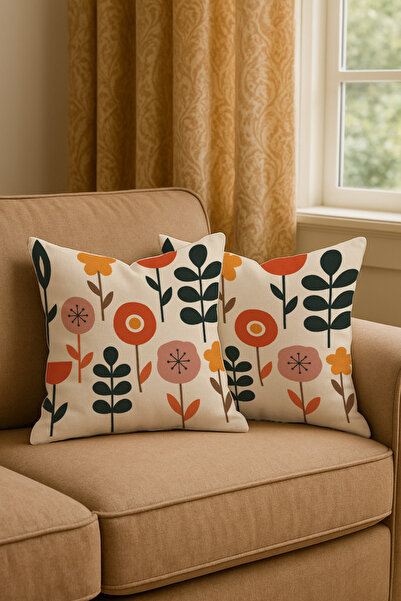 Leolife Digital Printing Retro Botanical Patterned Modern Style Set of 2 Thro...