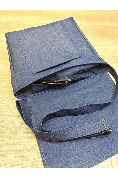 Trend Moda Zippered Denim Messenger Bag