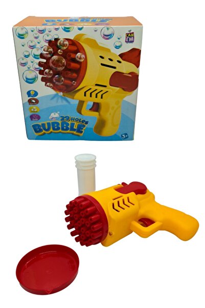 YclShop Otomatik Köpük Baloncuk Tabancası Pilli 29 Delikli Renk Sarı