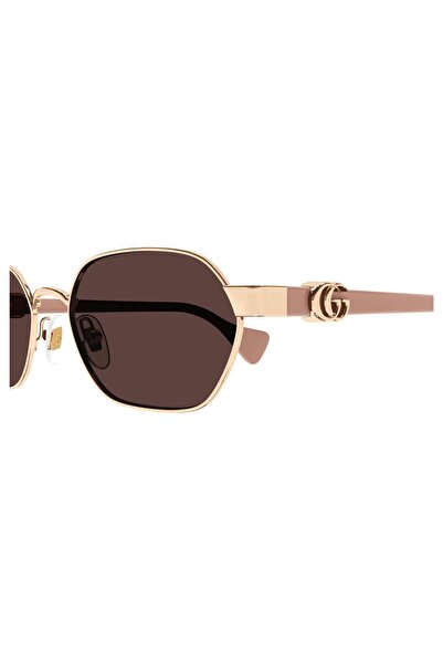 Gucci GC1593S00356 Rose Geometric Patterned Women's Sunglasses - Brown Lens, UV400