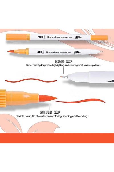 gebzeli 80's Double Sided Brush Tip Marker Pen Set