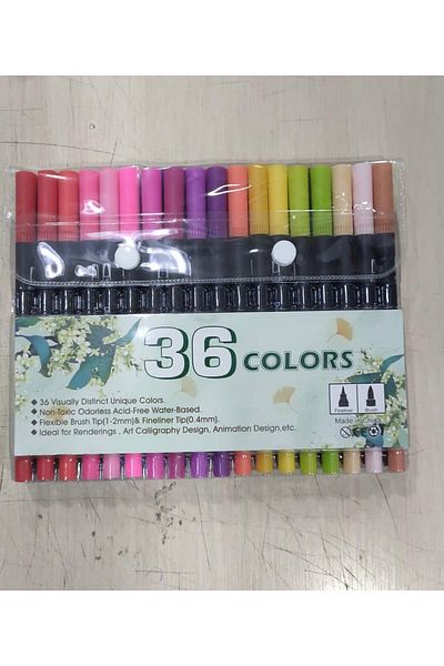 gebzeli Set of 36 Dual Double Sided Brushes and Fineliner Pens