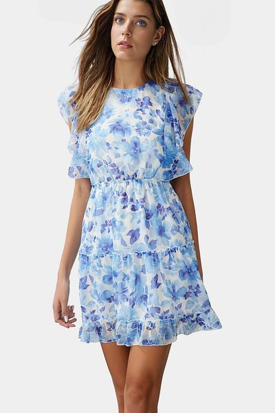 PayBuy Floral Pattern Mini Chiffon Dress Casual Summer Daily Wear Perfect Fit Zarifane Design