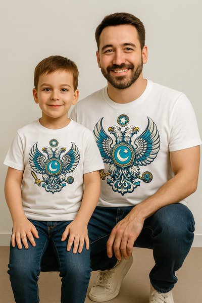 ErTaPassage مجموعة تي شيرت بابا أوجن سلجوكوي إيرل – رمز تركي مع نجمة القمر الأزرق