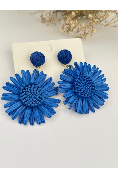mibrillo Straw Flower Earrings. Summer Earring. Trend Earrings