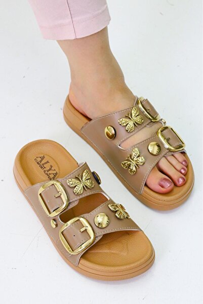 Weynes Taba γυναικείες πέτρινες πεταλούδες 2 ρίγες καθημερινές παντόφλες WSB2024