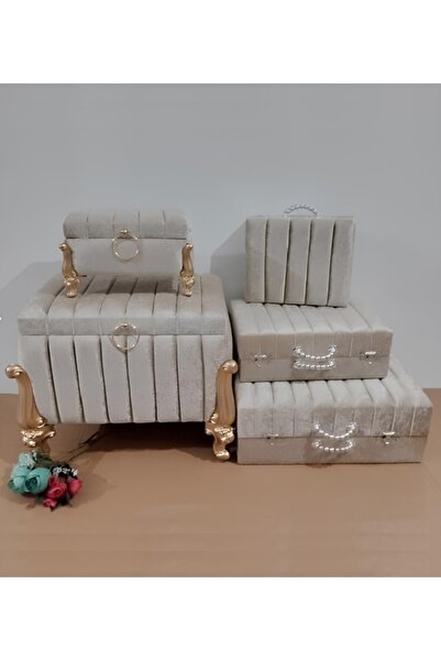 Sandık Dünyası Gelin Sandığı Damat Nişan Bohça Çanta Bavul Çeyiz Sandık 5li 0598